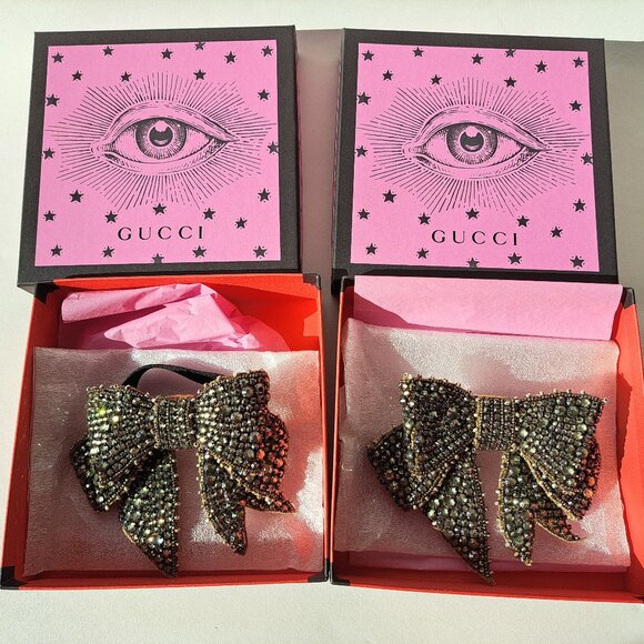 Gucci White Leather Elastic Crystal Bow Pumps Shoes Heels Size 36 / US 6 - Picture 15 of 16